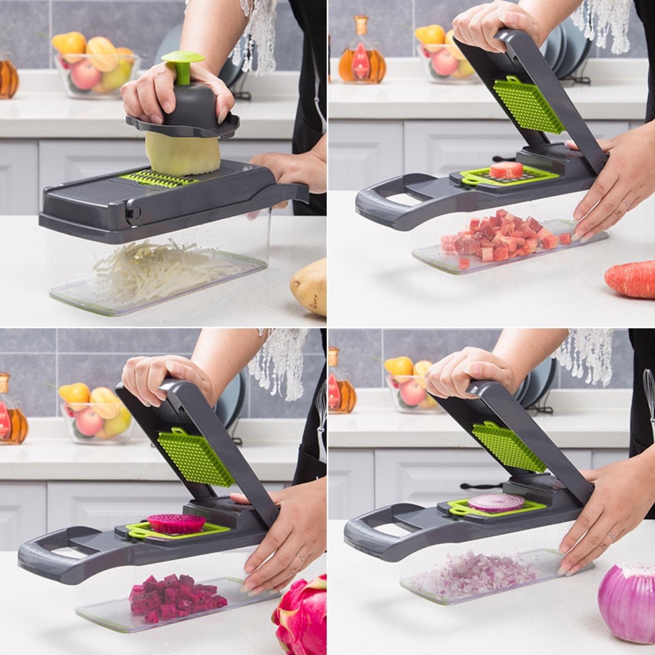 🥦 Cortador de Verduras Multiusos 12 Tipos de Corte en 1